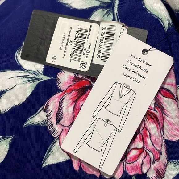 GUESS Blue Floral Long Sleeve Top - Picture 4 of 7